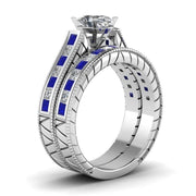 Ladies White And Blue Diamond Rings Couple Set Rings